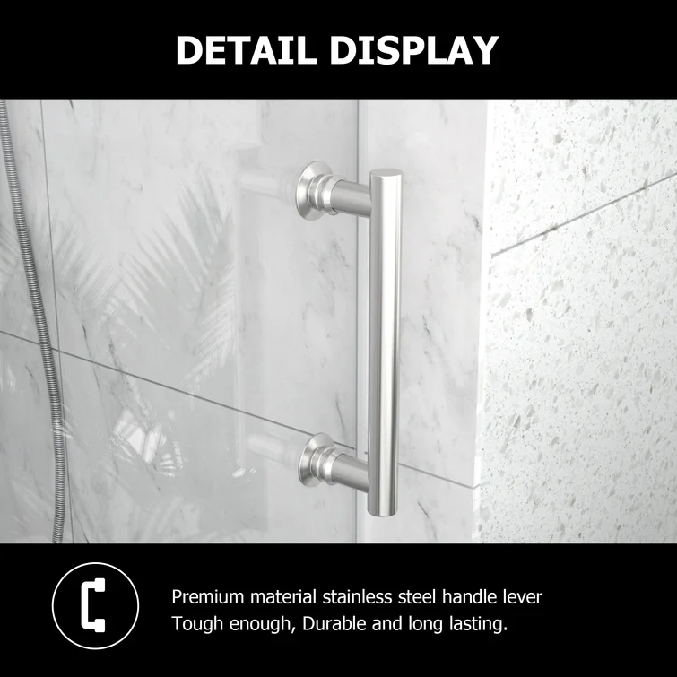 48" W X 76"H Semi-Frameless Shower Door And Enclosure Single Sliding with Clear Glass