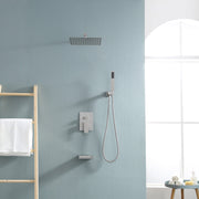 12 Inch Rainfall Square Shower System with Handheld Shower and Linear Faucet Wall Mounted(Valve Included) Kichae USA