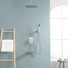 Load image into Gallery viewer, 12 Inch Rainfall Square Shower System with Handheld Shower and Linear Faucet Ceiling Mounted (Valve Included)
