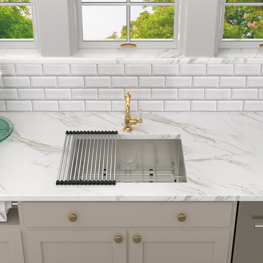 Kichae 23"x18" Undermount Kitchen Sink Bar Sink Single Bowl 18 Gauge Stainless Steel Outdoor Prep Sink with Full Accessories
