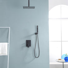 Load image into Gallery viewer, 16 Inch Rainfall Square Shower System with Handheld Shower Ceiling Mounted in Oil Rubbed Bronze (Valve Included)
