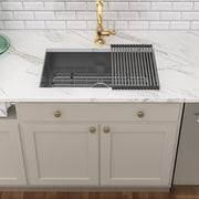 30'' W x 18'' D Undermount Kitchen Sink Gunmetal Black Single Bowl with Right Angle Kichae USA