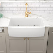 30'' W x 21'' D Farmhouse Kitchen Sink Thick White Ceramic with Drain Assembly Kichae USA