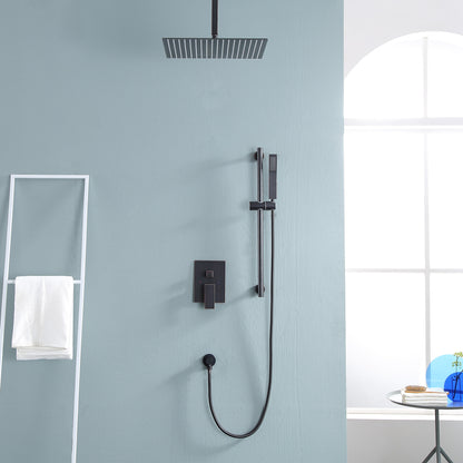 16 Inch Rainfall Square Shower System with Handheld Shower Ceiling Mounted (Valve Included)