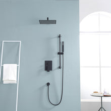 Load image into Gallery viewer, 10 Inch Rainfall Square Shower System with Handheld Shower Sliding Bar Wall Mounted
