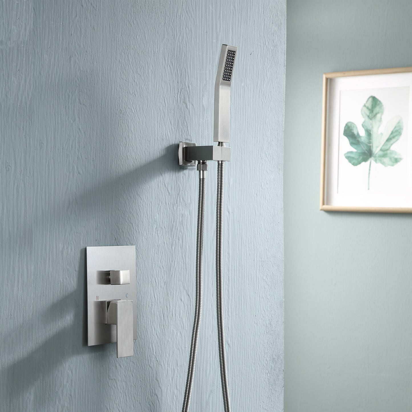 10 Inch Rainfall Square Shower System with Handheld Wall Mounted in Brushed Nickel (Valve Included)