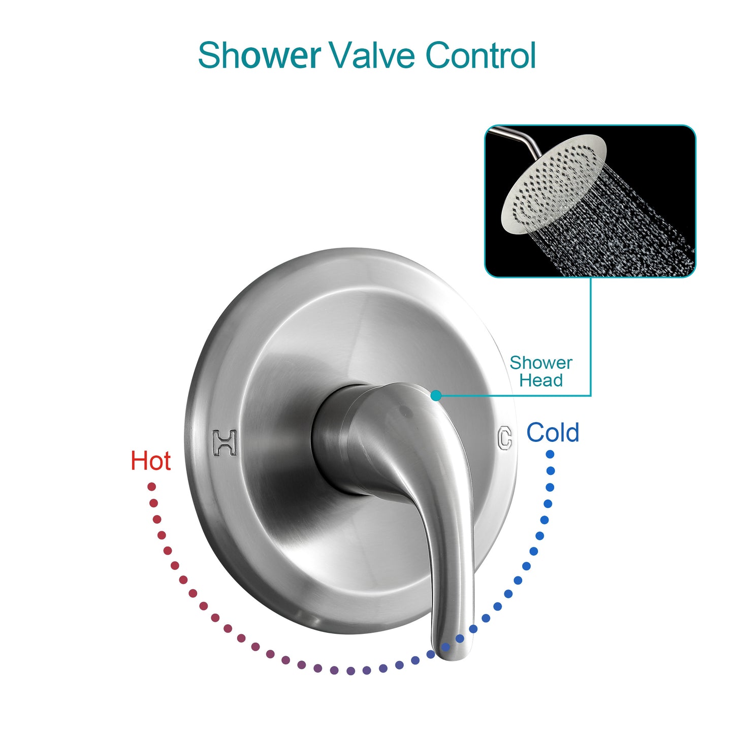 10 Inch Rainfall Round Shower System Wall Mounted in Brushed Nickel (Valve Included)