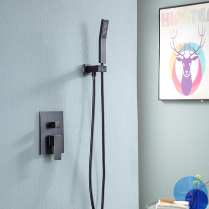 16 Inch Rainfall Square Shower System with Handheld Shower Ceiling Mounted in Oil Rubbed Bronze (Valve Included)