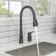 Kichae Matte Black Pull Out Kitchen Faucet Single Handle Stainless Steel 2 Spray Modes Kichae USA