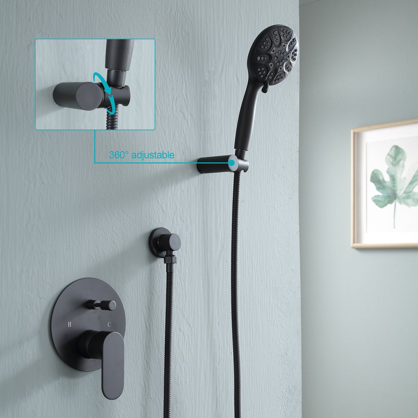 10 Inch Rainfall Round Shower System with Handhel Shower Wall Mounted (Valve Included)