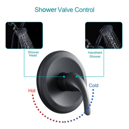 5 Inch Rainfall Round Shower System 5 Spray High Pressure Wall Mounted ( Valve Included)