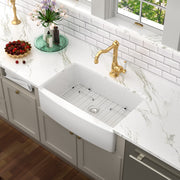30'' W x 21'' D Farmhouse Kitchen Sink Thick White Ceramic with Drain Assembly Kichae USA