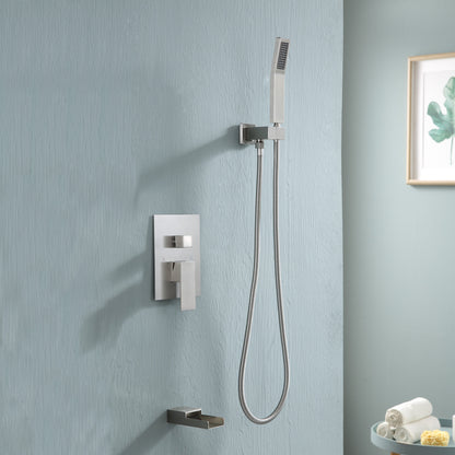 12 Inch Rainfall Square Shower System with Waterfall Faucet Wall Mounted (Valve Included)