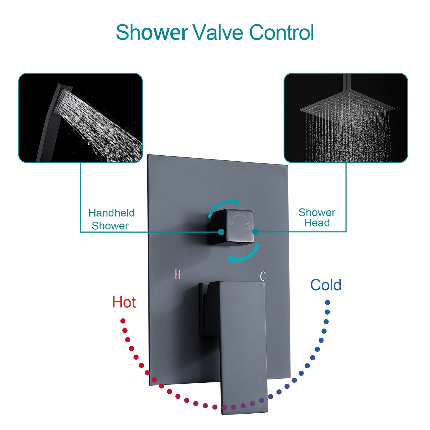 10 Inch Rainfall Square Shower System with Handheld Shower Ceiling Mounted in Matte Black (Valve Included)