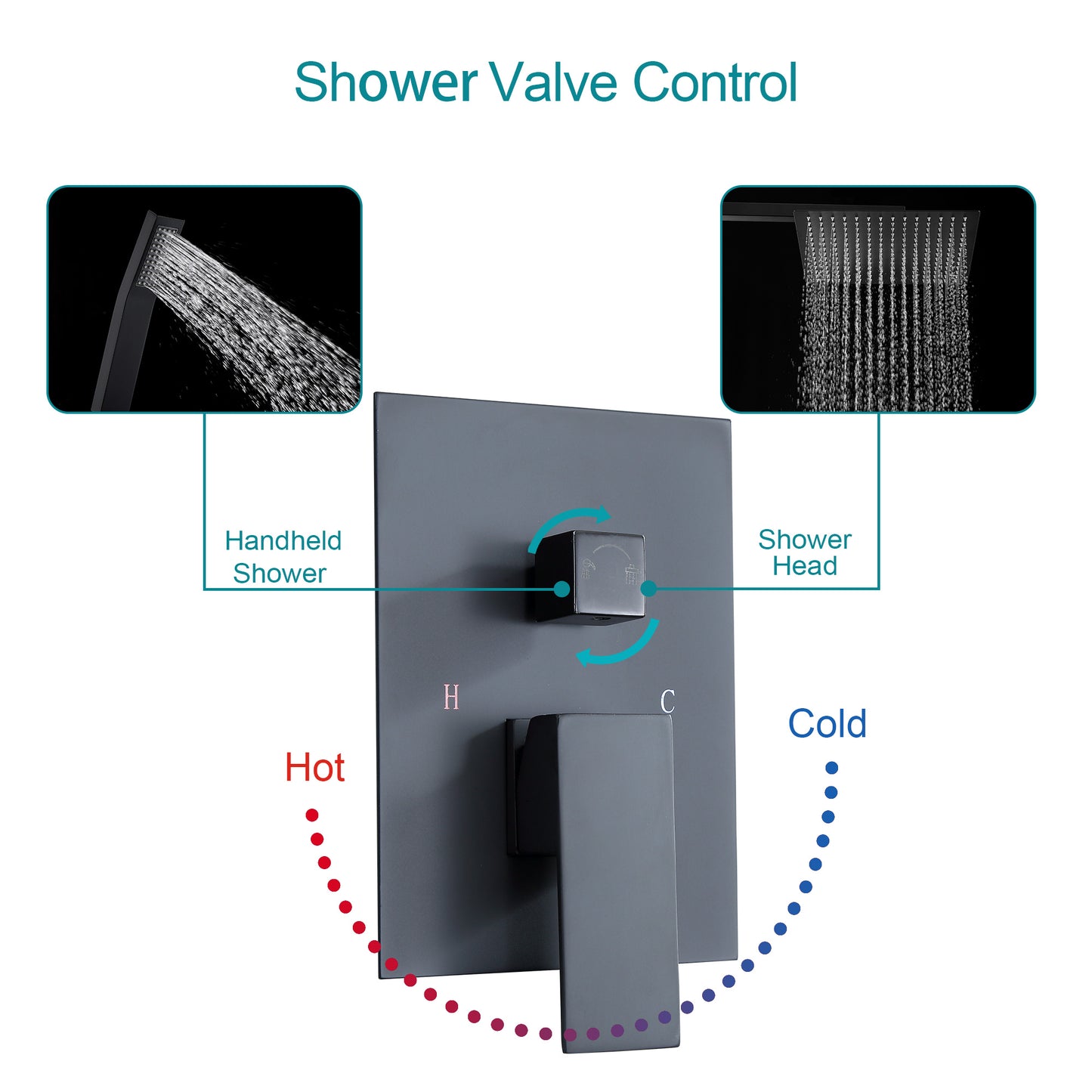 10 Inch Rainfall Square Shower System with Handheld Shower Sliding Bar Wall Mounted