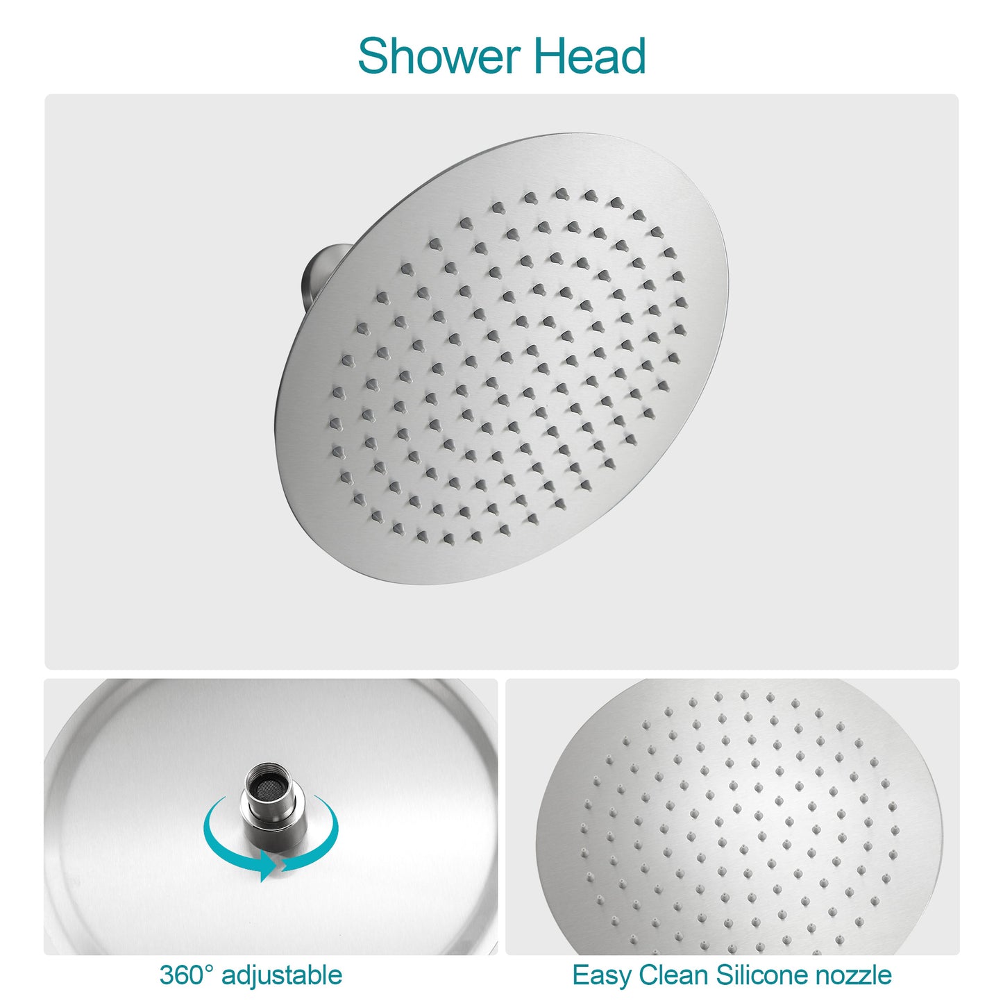 10 Inch Rainfall Round Shower System Wall Mounted in Brushed Nickel (Valve Included)