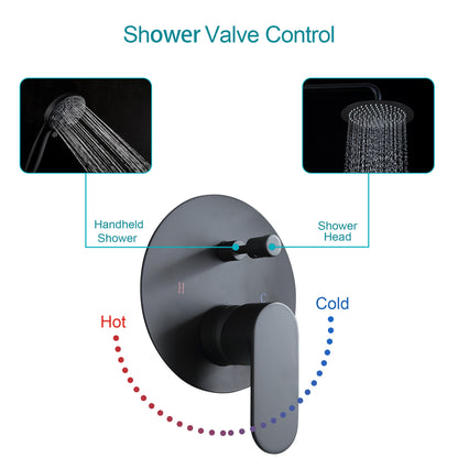 10 Inch Rainfall Round Shower System with Handhel Shower Wall Mounted (Valve Included)