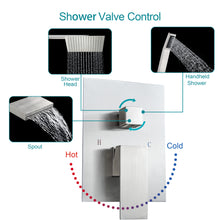 Load image into Gallery viewer, 12 Inch Rainfall Square Shower System with Handheld Shower and Linear Faucet Wall Mounted(Valve Included)
