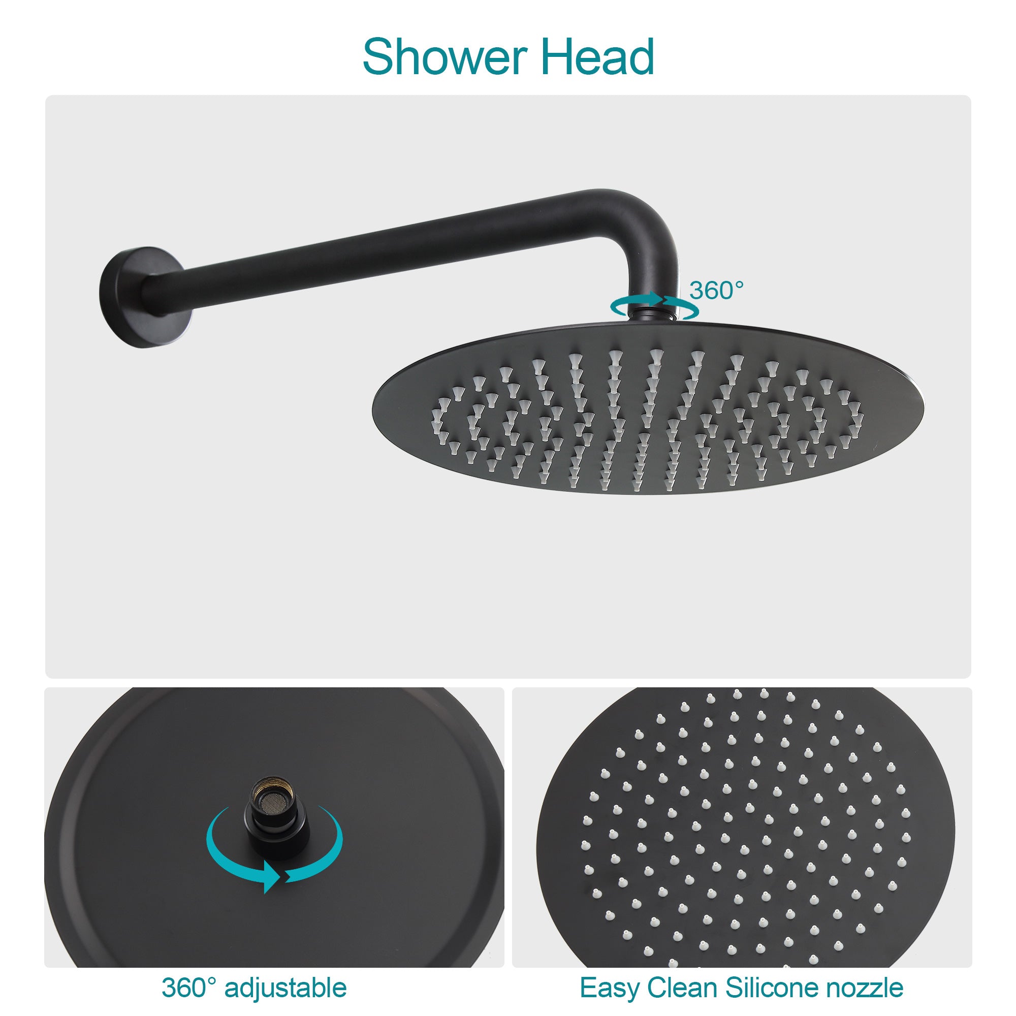 Gesto 10 Inch Square Shower Head - 304 Grade Stainless Steel