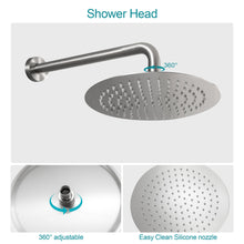 Load image into Gallery viewer, 10 Inch Rainfall Round Shower Head Stainless Steel Wall Mounted (Valve Included)
