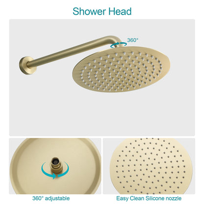 10 Inch Rainfall Round Shower System with Handhel Shower Wall Mounted (Valve Included)