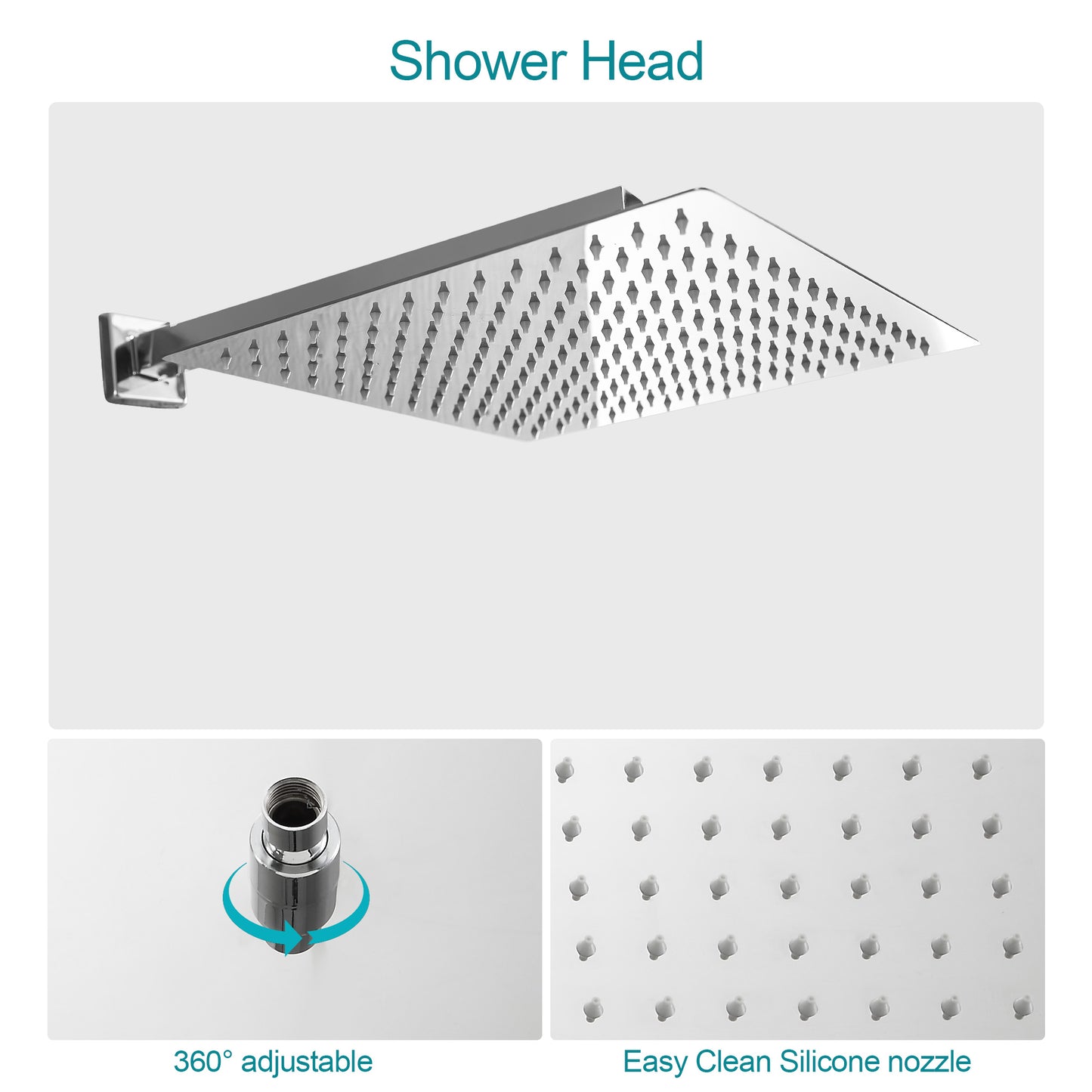 10 Inch Rainfall Square Shower System Wall Mounted in Polished Chrome (Valve Included)