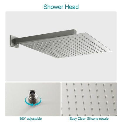 10 Inch Rainfall Square Shower System with Handheld Wall Mounted in Brushed Nickel (Valve Included)