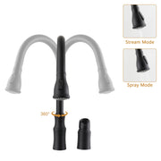 Kichae Matte Black Pull Out Kitchen Faucet Single Handle Stainless Steel 2 Spray Modes Kichae USA