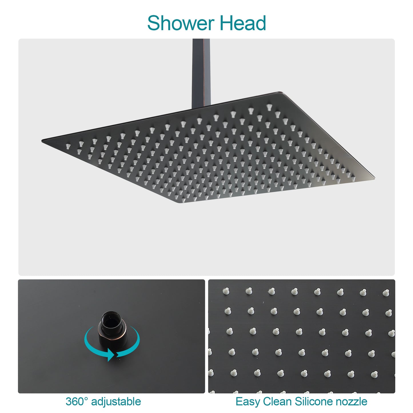 16 Inch Rainfall Square Shower System with Handheld Shower Ceiling Mounted in Oil Rubbed Bronze (Valve Included)