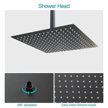 16 Inch Rainfall Square Shower System with Handheld Shower Ceiling Mounted in Oil Rubbed Bronze (Valve Included)