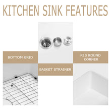 Load image into Gallery viewer, 33&quot; W x 20&quot; D Farmhouse Kitchen Sink White Ceramic Single Bowl Apron Front
