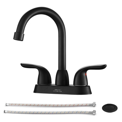 2 Handle Bathroom Sink Faucet with Pop-up Drain and Water Hoses