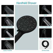 5 Inch Rainfall Round Shower System with Handheld Shower 7 Spray Multi Function Dual Shower Head Kichae USA