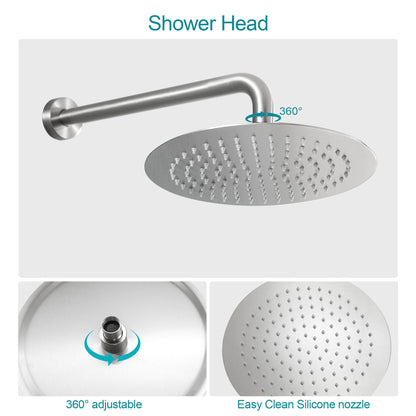 10 Inch Rainfall Round Shower System with Handhel Shower Wall Mounted (Valve Included)