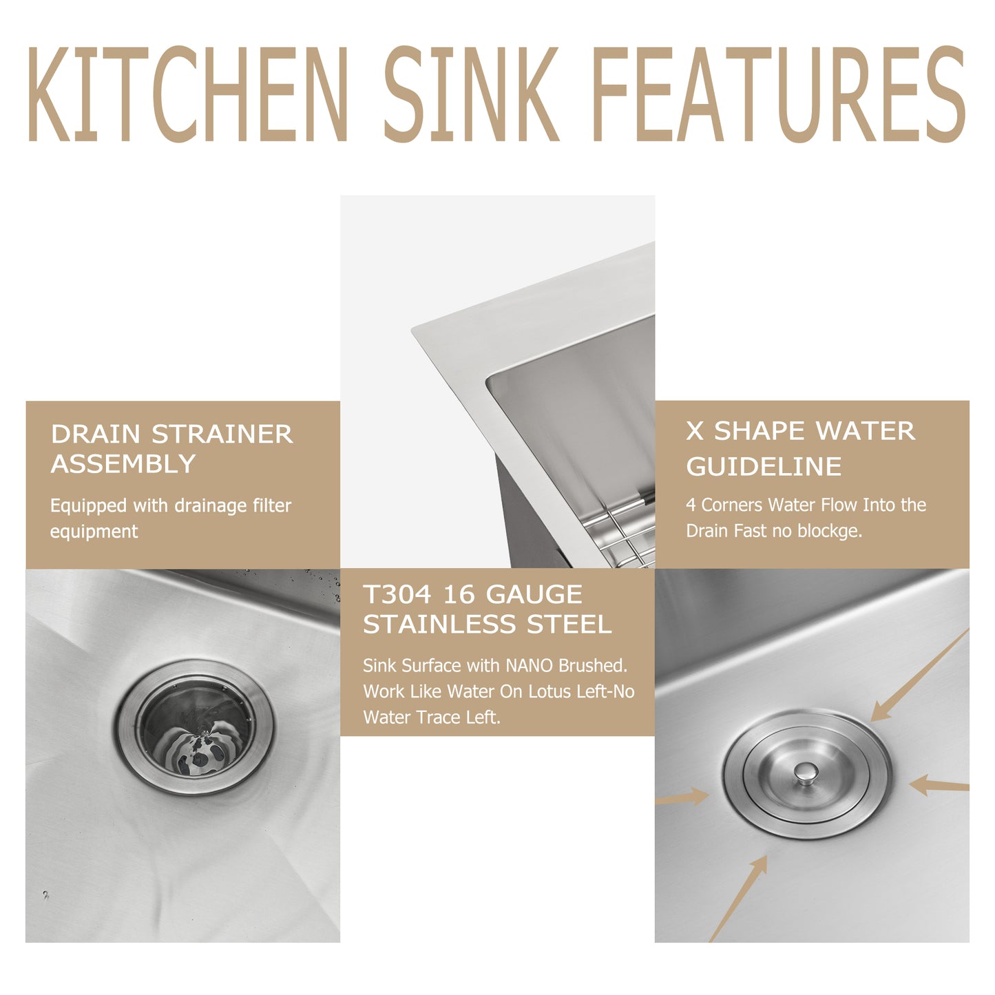 30" W x 22" D Topmount Kitchen Sink Stainless Steel Single Bowl with Bottom Grid