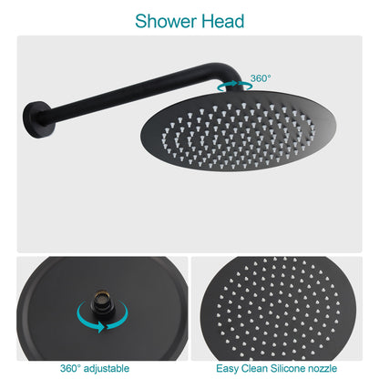 10 Inch Rainfall Round Shower System with Handhel Shower Wall Mounted (Valve Included)