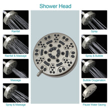 Load image into Gallery viewer, 5 Inch Rainfall Round Shower System with Handheld Shower 8 Spray Multi Function Dual Shower Head
