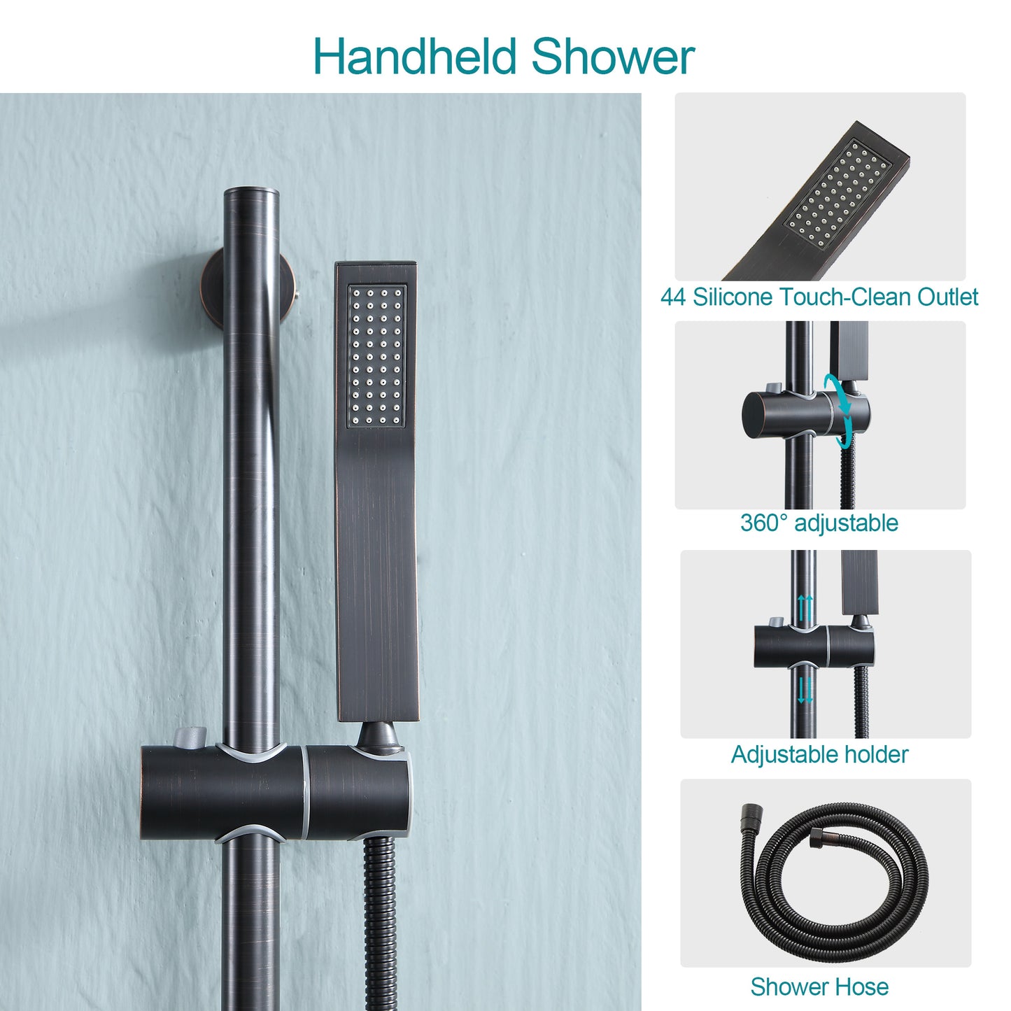 16 Inch Rainfall Square Shower System with Handheld Shower Ceiling Mounted (Valve Included)