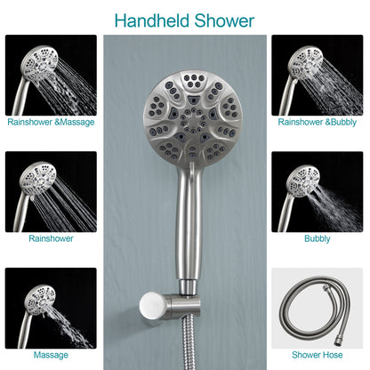 10 Inch Rainfall Round Shower System with Handhel Shower Wall Mounted (Valve Included)