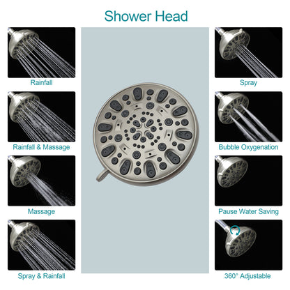 5 Inch Rainfall Round Shower Syatem with Handheld Shower 7 Spray Dual Shower Head