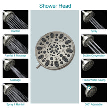 Load image into Gallery viewer, 5 Inch Rainfall Round Shower Syatem with Handheld Shower 7 Spray Dual Shower Head
