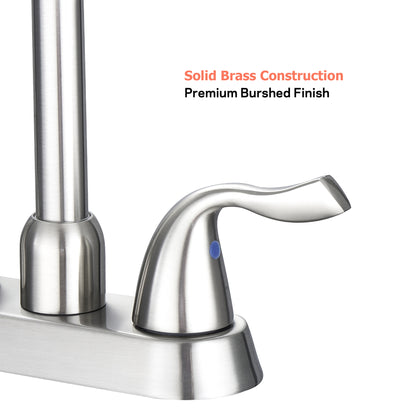 Two Handle Bathroom Sink Faucet with Pop-up Drain and Faucet Supply Lines