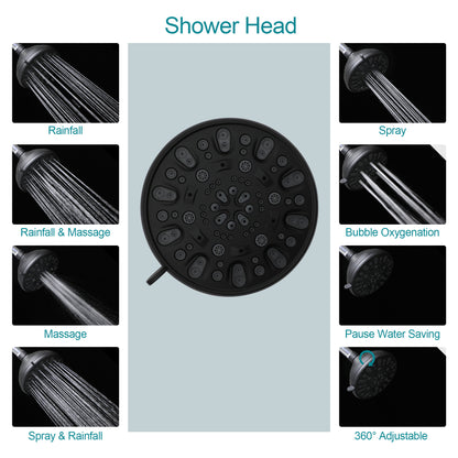 5 Inch Rainfall Round Shower System with Handheld Shower 7 Spray Multi Function Dual Shower Head