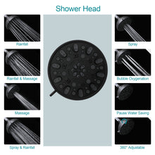 Load image into Gallery viewer, 5 Inch Rainfall Round Shower System with Handheld Shower 7 Spray Multi Function Dual Shower Head

