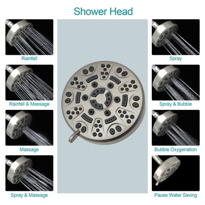 5 Inch Rainfall Round Shower System 8 Spray Multi Function Dual Shower Head