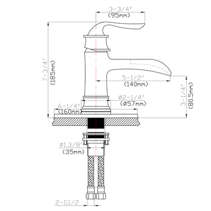 Single Handle Bathroom Sink Faucet Deck Mount Solid Brass