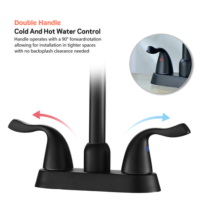 Two Handle Bathroom Sink Faucet with Pop-up Drain and Faucet Supply Lines