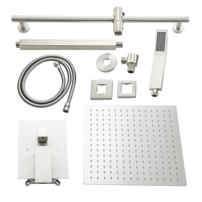 16 Inch Rainfall Square Shower System with Handheld Shower Ceiling Mounted (Valve Included)