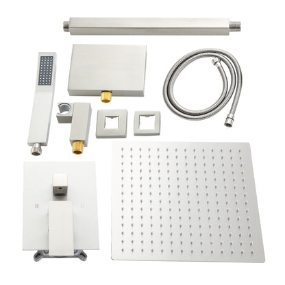 12 Inch Rainfall Square Shower System with Handheld Shower and Linear Faucet Ceiling Mounted (Valve Included)