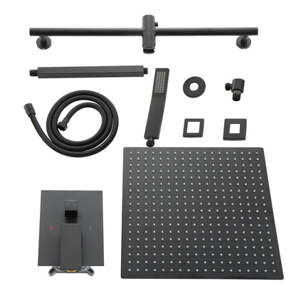 16 Inch Rainfall Square Shower System with Handheld Shower Ceiling Mounted (Valve Included)